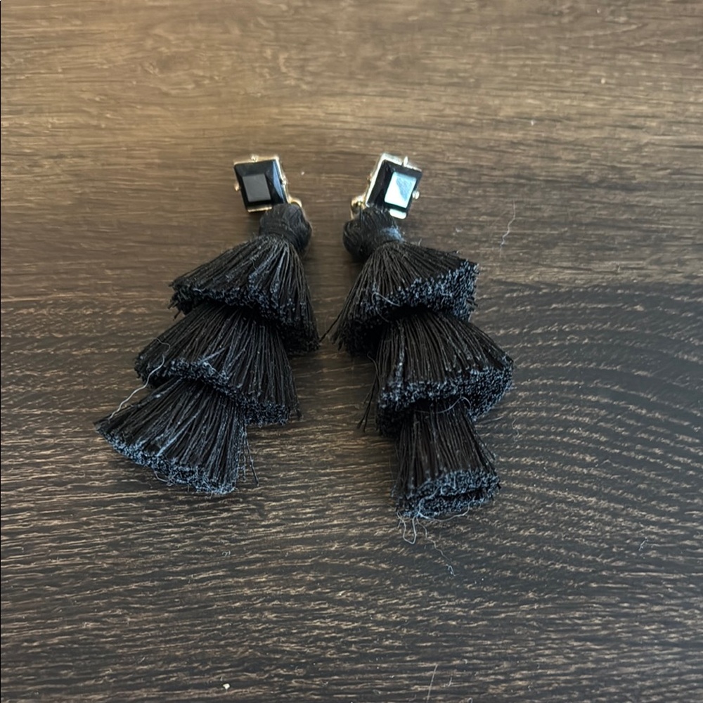 a new day Black Tassel Earrings